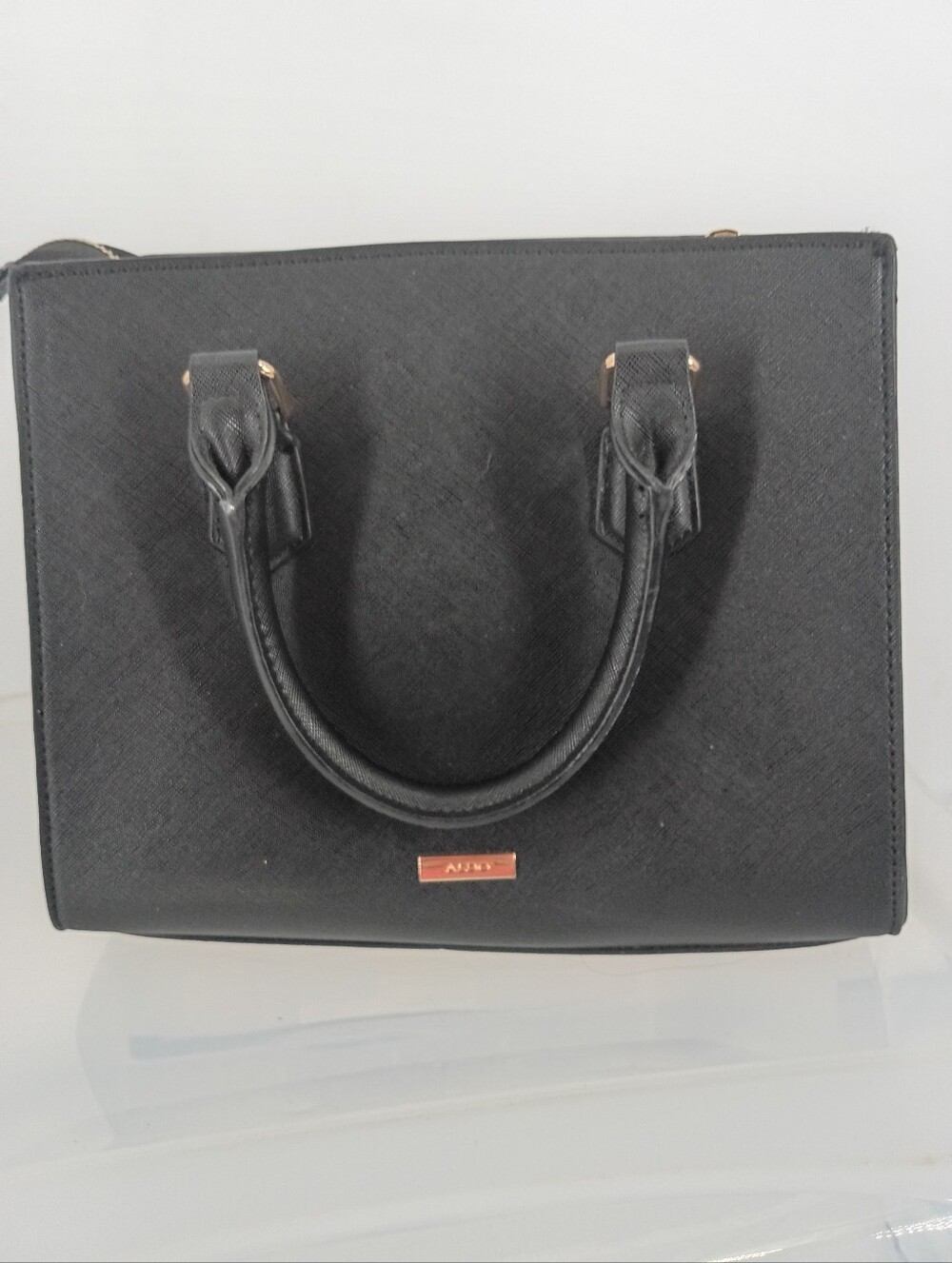 Aldo Black Structured Satchel with Top Handles